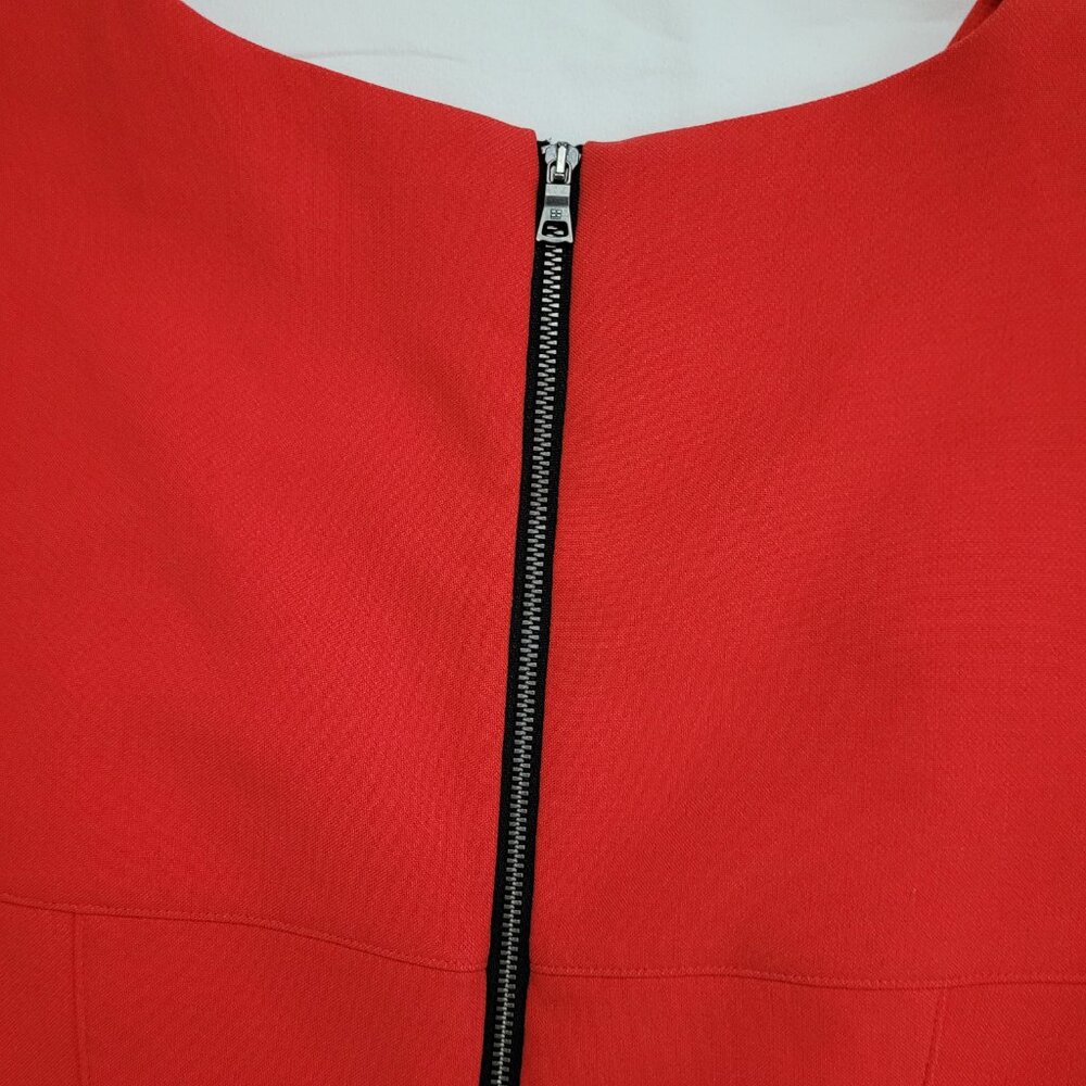 BCBGMAXAZRIA Red Colorblock Hannah Fit and Flare Dress Womens 4 Preppy Office - Picture 10 of 12
